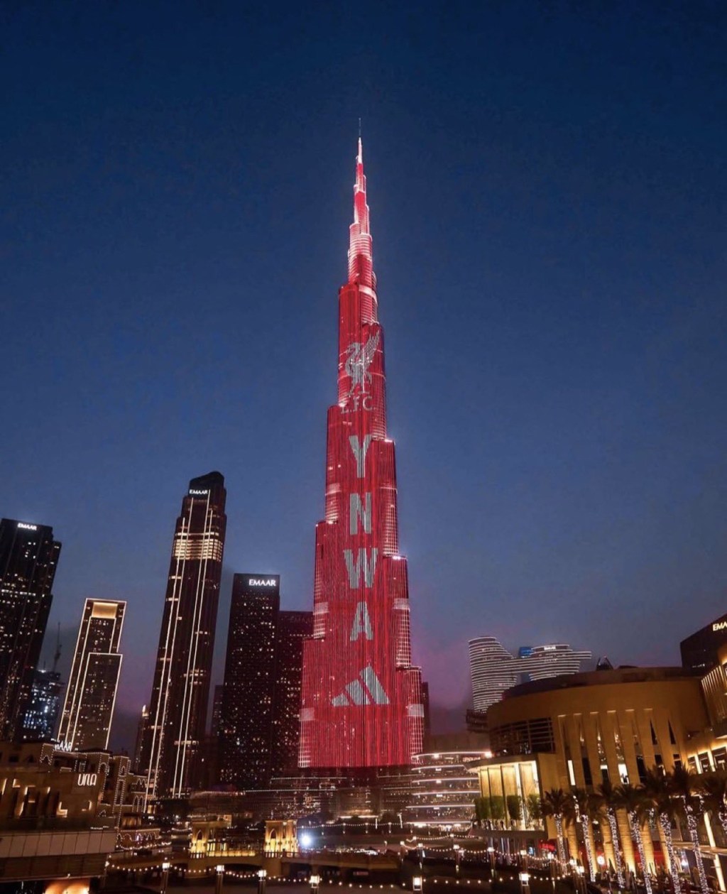 Burj Khalifa Lights Up in Liverpool Red to Mark New Adidas&nbsp;Partnership